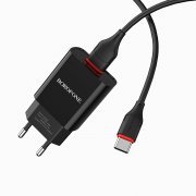 Превью Сетевое зарядное устройство Borofone BA20A Sharp USB с кабелем Type-C (черное) — 4
