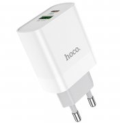 Превью Сетевое зарядное устройство Hoco C80A USB/Type-C с кабелем (Type-C-Type-C) (белое) &mdash; 6