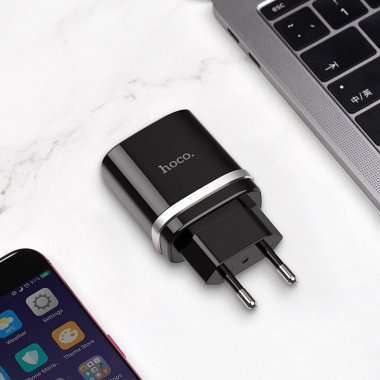 Сетевое зарядное устройство Hoco C12Q USB (черное) &mdash; 3