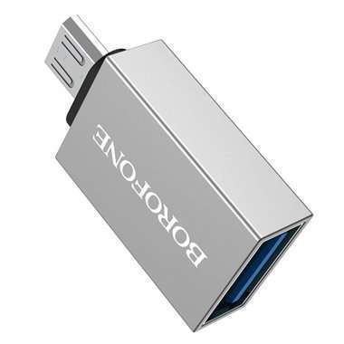 Адаптер OTG Borofone BV2 (MicroUSB - USB) (серебристый) — 1