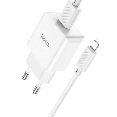 Сетевое зарядное устройство для Apple Hoco C106A Leisure (USB - Lightning) (белое) — 11